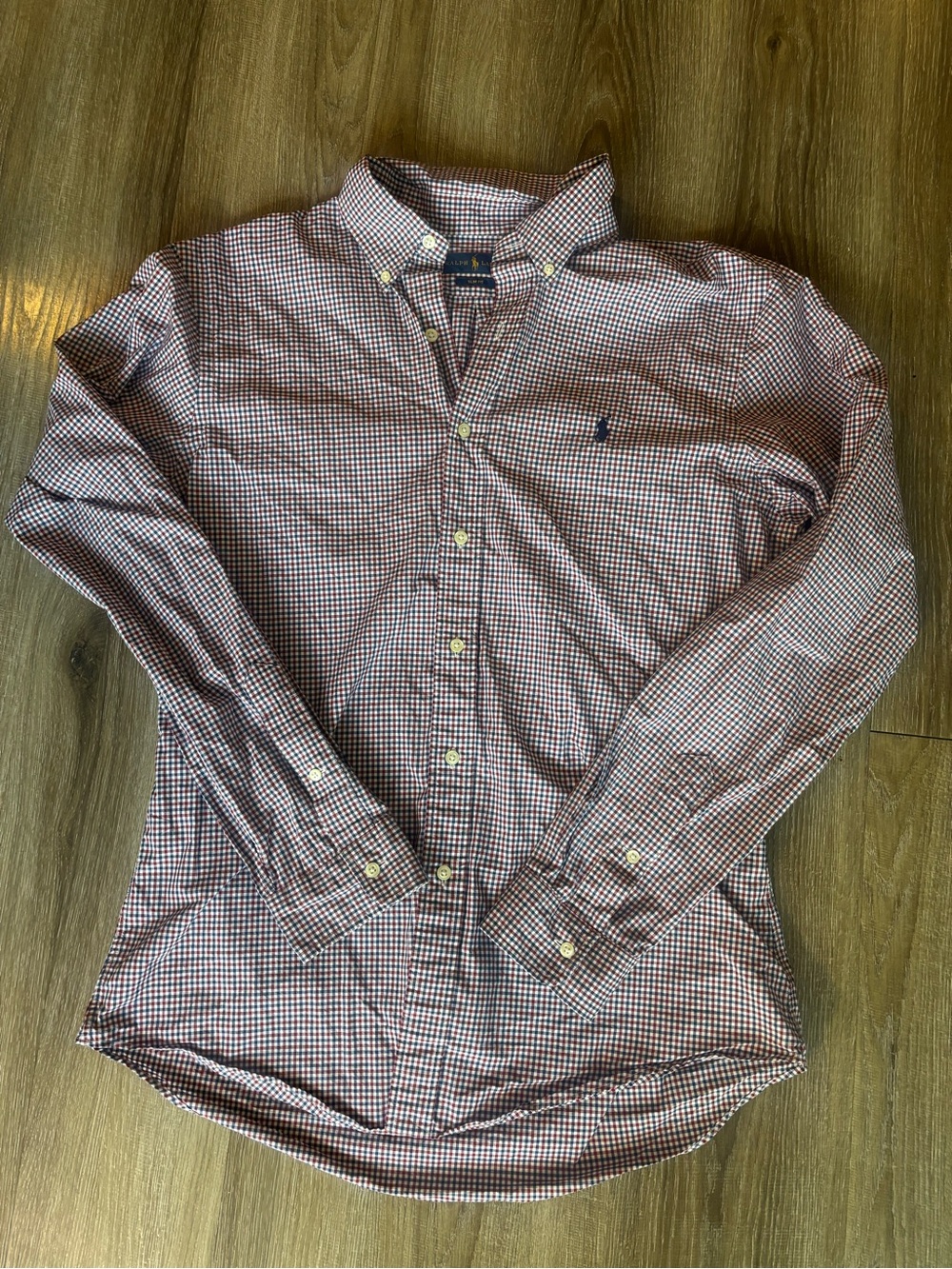 Ralph Lauren Men’s Button-Down Micro-Check Shirt in Red and Blue